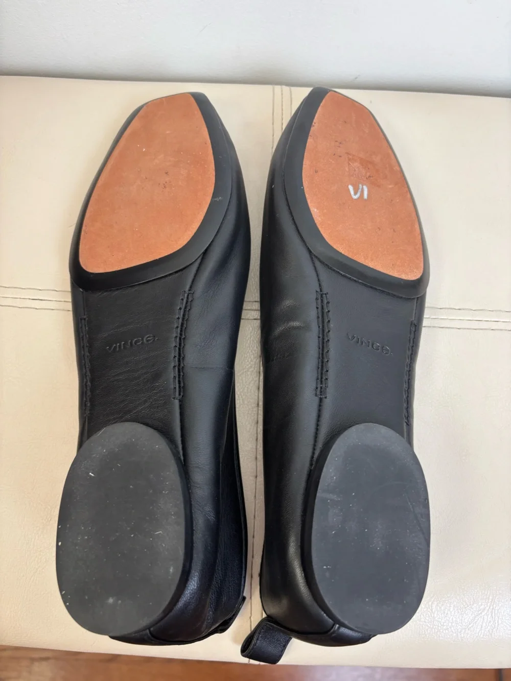 Vince Vivian Black Leather Ballet Flat Size 9M